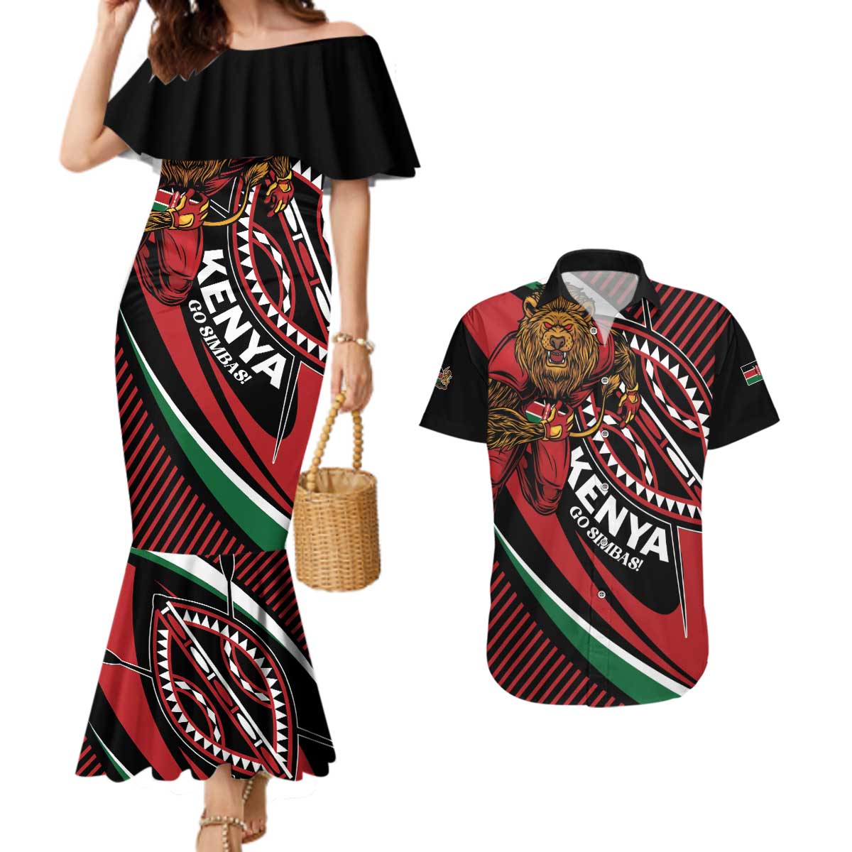 Custom Kenya Rugby Simbas Couples Matching Mermaid Dress and Hawaiian Shirt Elevate Your Game