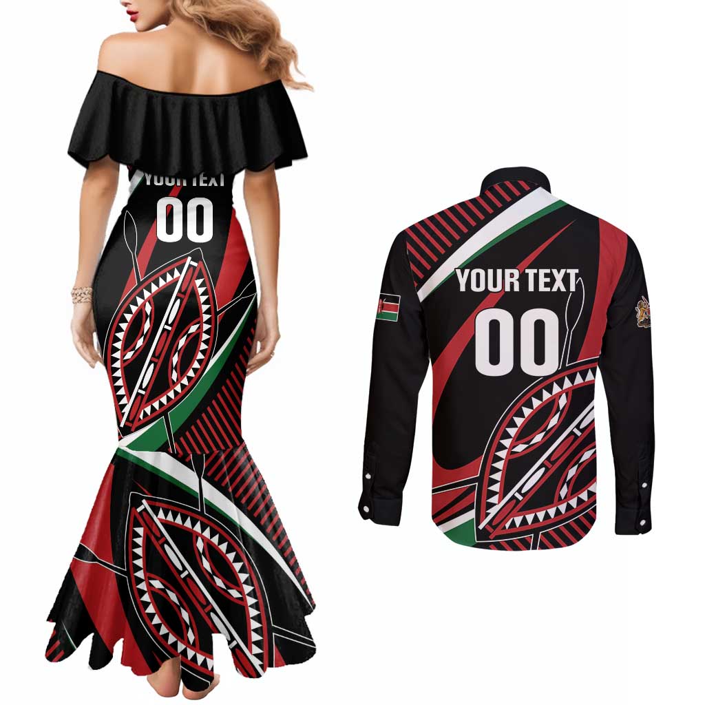 Custom Kenya Rugby Simbas Couples Matching Mermaid Dress and Long Sleeve Button Shirt Elevate Your Game