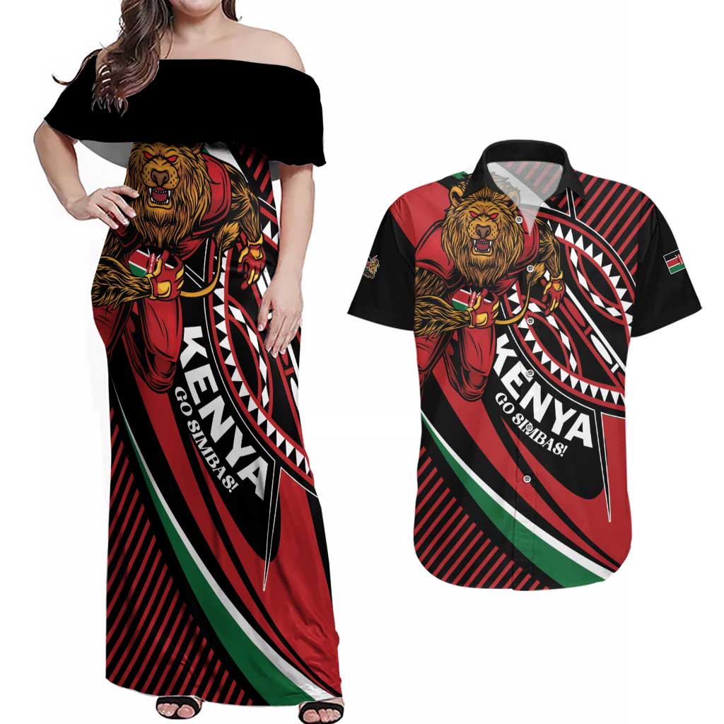 Custom Kenya Rugby Simbas Couples Matching Off Shoulder Maxi Dress and Hawaiian Shirt Elevate Your Game