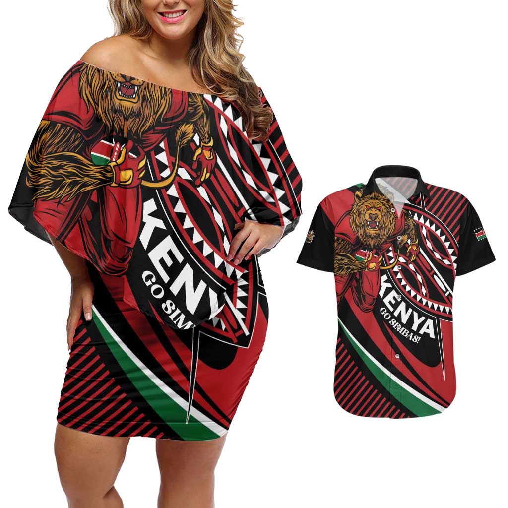 Custom Kenya Rugby Simbas Couples Matching Off Shoulder Short Dress and Hawaiian Shirt Elevate Your Game