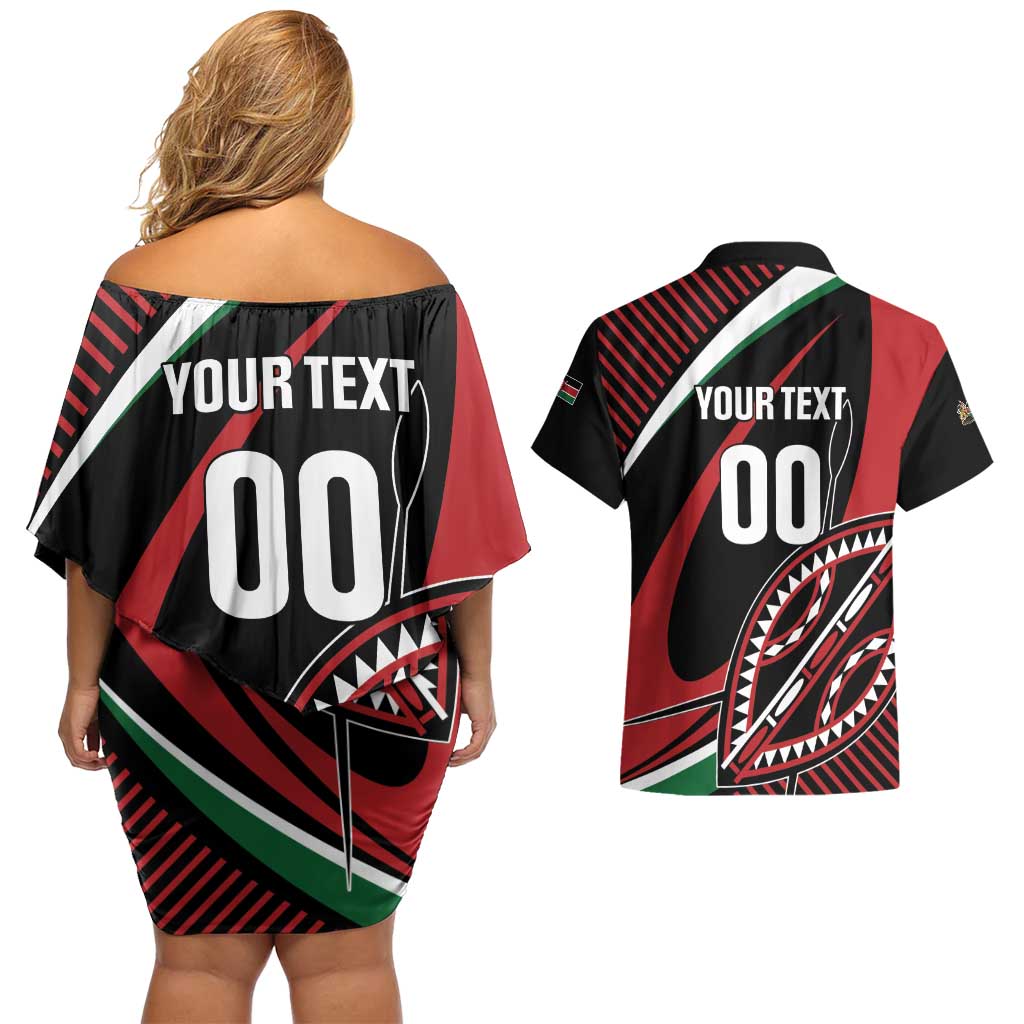 Custom Kenya Rugby Simbas Couples Matching Off Shoulder Short Dress and Hawaiian Shirt Elevate Your Game