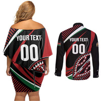 Custom Kenya Rugby Simbas Couples Matching Off Shoulder Short Dress and Long Sleeve Button Shirt Elevate Your Game