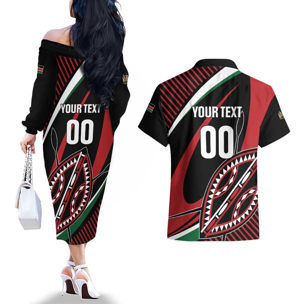 Custom Kenya Rugby Simbas Couples Matching Off The Shoulder Long Sleeve Dress and Hawaiian Shirt Elevate Your Game