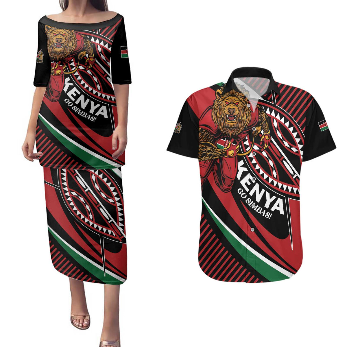 Custom Kenya Rugby Simbas Couples Matching Puletasi and Hawaiian Shirt Elevate Your Game