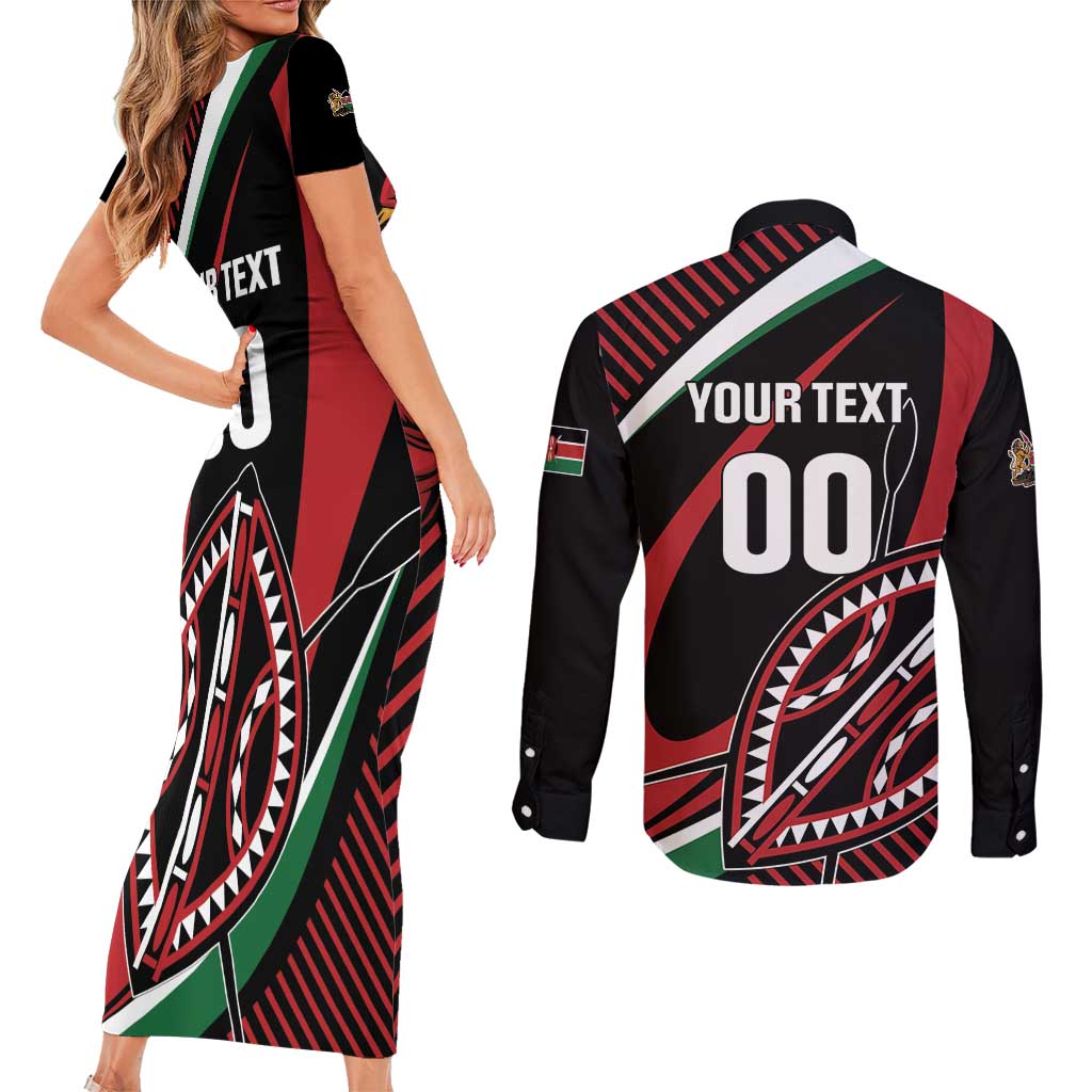 Custom Kenya Rugby Simbas Couples Matching Short Sleeve Bodycon Dress and Long Sleeve Button Shirt Elevate Your Game