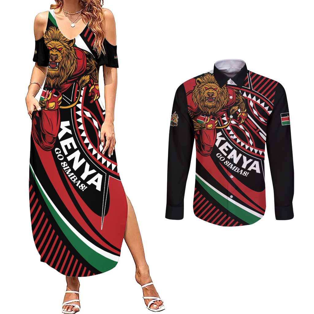 Custom Kenya Rugby Simbas Couples Matching Summer Maxi Dress and Long Sleeve Button Shirt Elevate Your Game