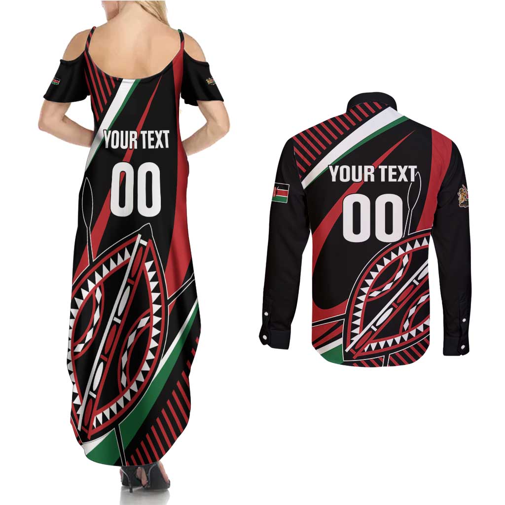Custom Kenya Rugby Simbas Couples Matching Summer Maxi Dress and Long Sleeve Button Shirt Elevate Your Game