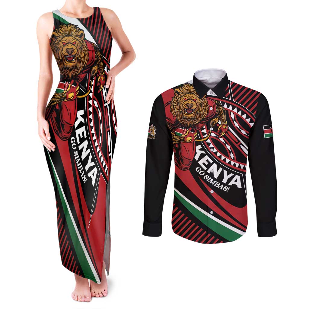 Custom Kenya Rugby Simbas Couples Matching Tank Maxi Dress and Long Sleeve Button Shirt Elevate Your Game