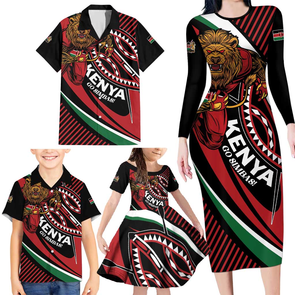 Custom Kenya Rugby Simbas Family Matching Long Sleeve Bodycon Dress and Hawaiian Shirt Elevate Your Game