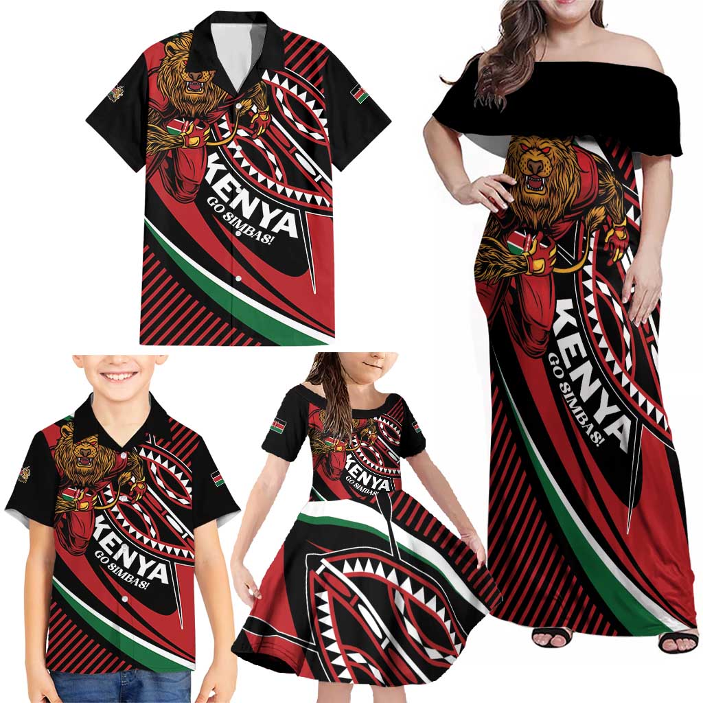 Custom Kenya Rugby Simbas Family Matching Off Shoulder Maxi Dress and Hawaiian Shirt Elevate Your Game
