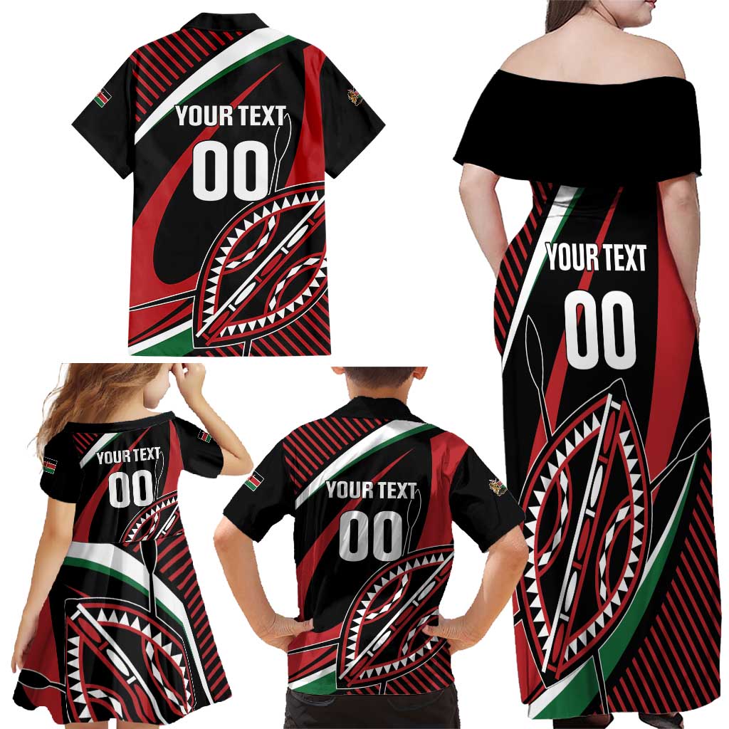Custom Kenya Rugby Simbas Family Matching Off Shoulder Maxi Dress and Hawaiian Shirt Elevate Your Game