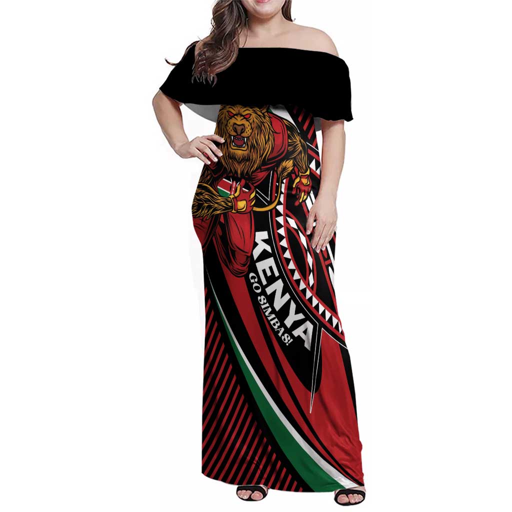 Custom Kenya Rugby Simbas Family Matching Off Shoulder Maxi Dress and Hawaiian Shirt Elevate Your Game