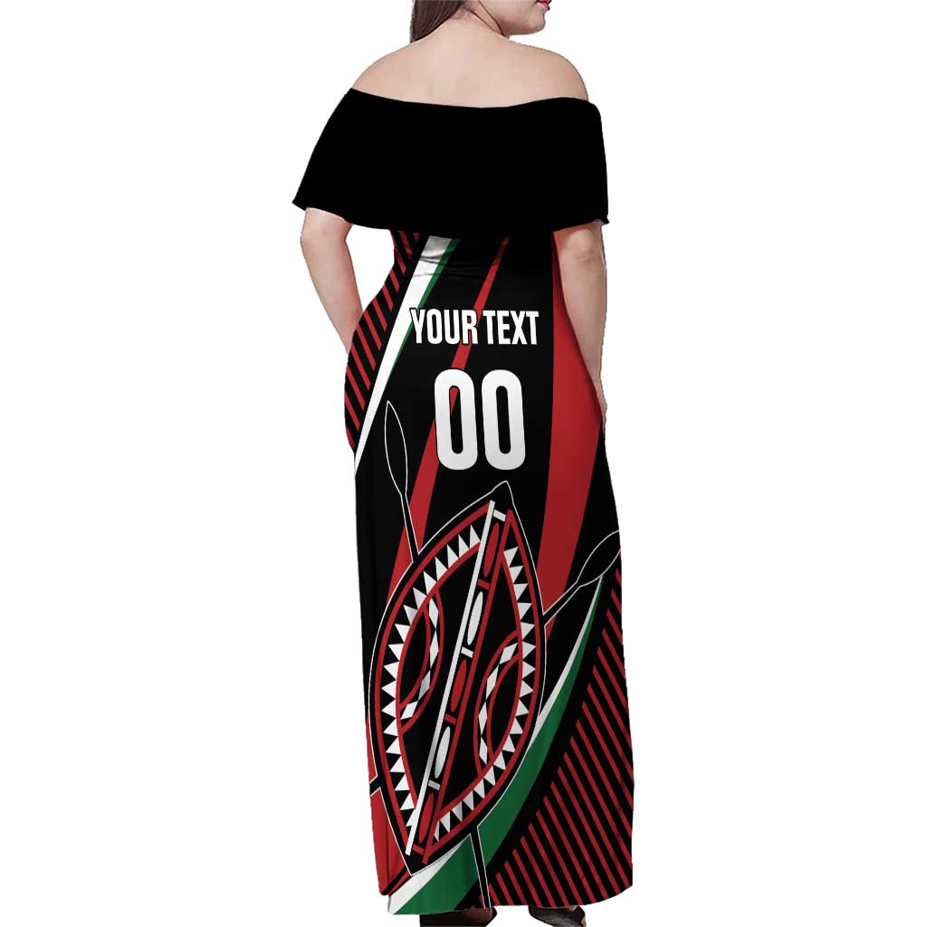 Custom Kenya Rugby Simbas Family Matching Off Shoulder Maxi Dress and Hawaiian Shirt Elevate Your Game