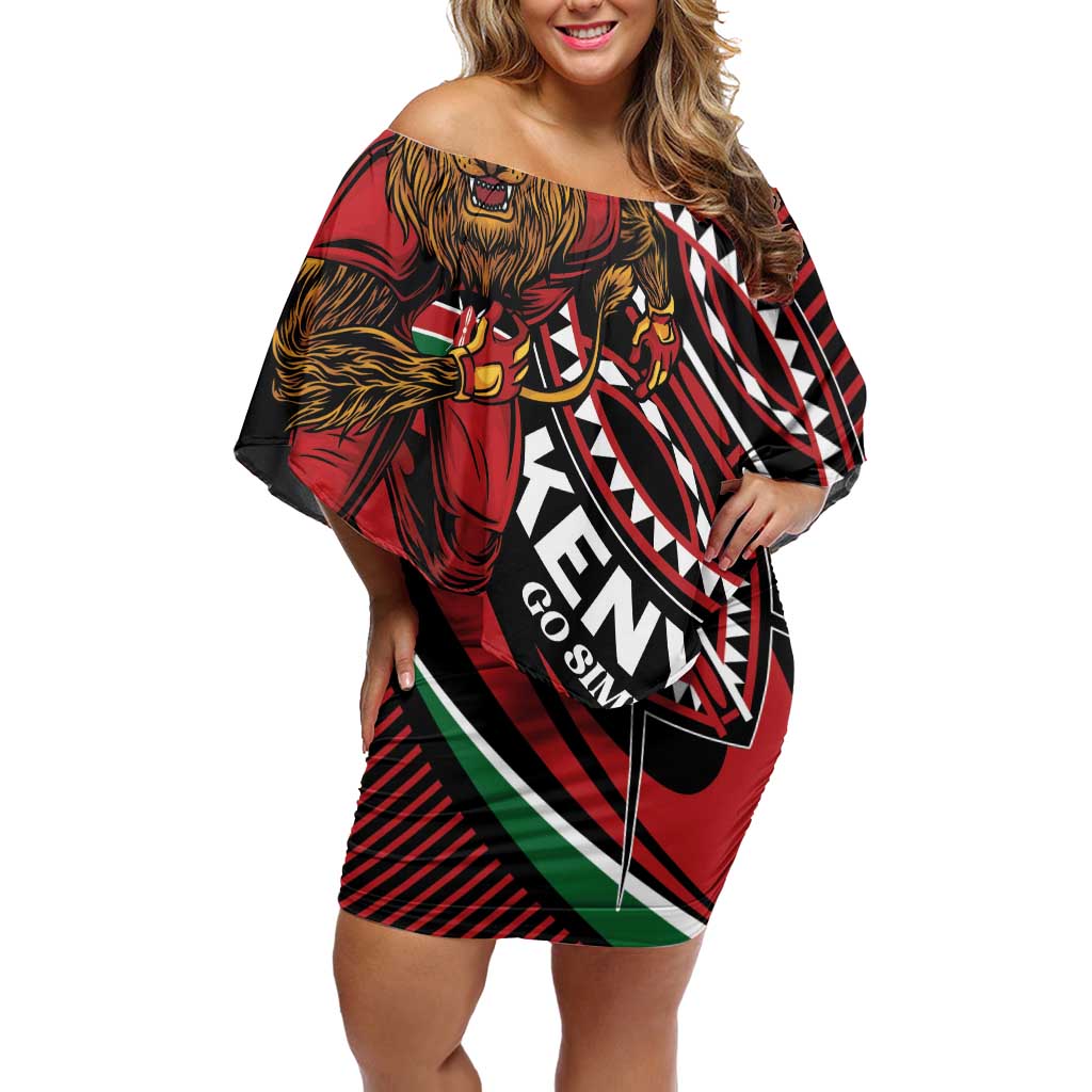 Custom Kenya Rugby Simbas Family Matching Off Shoulder Short Dress and Hawaiian Shirt Elevate Your Game
