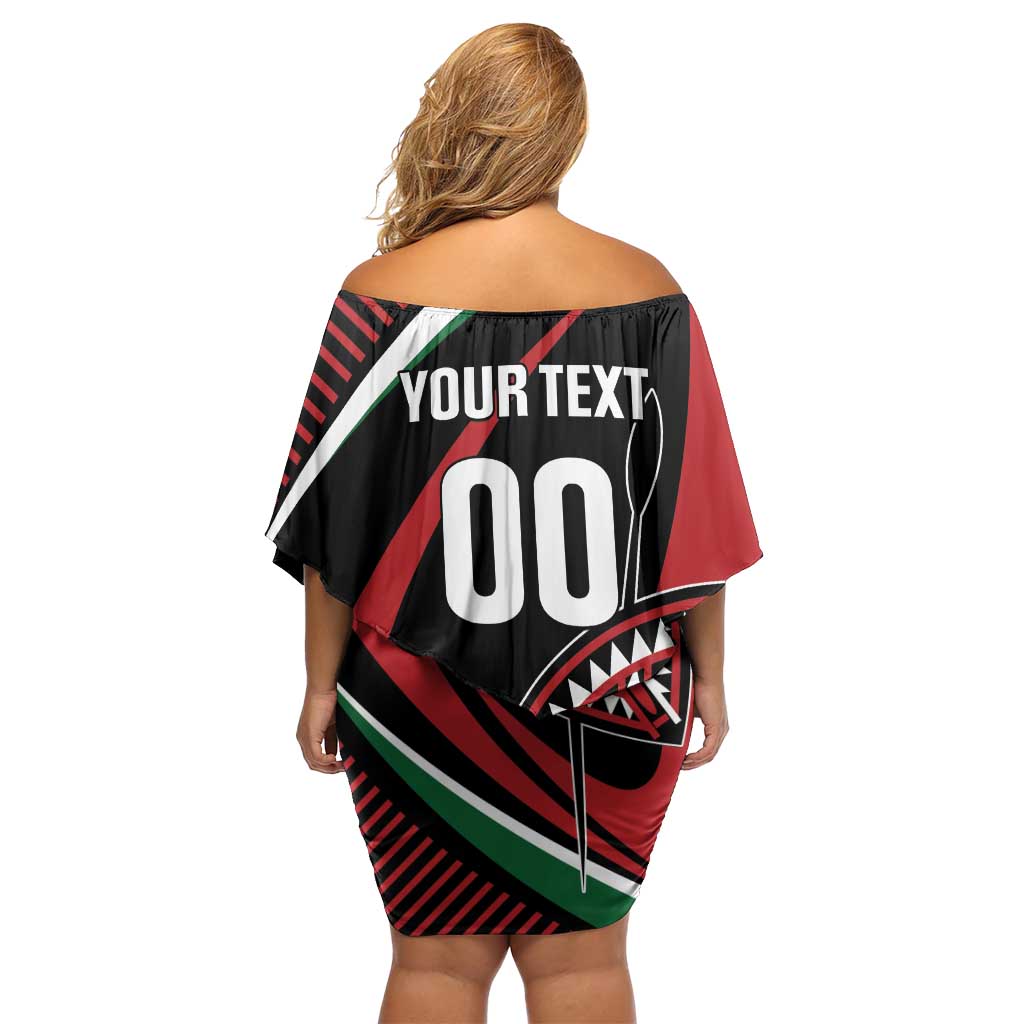 Custom Kenya Rugby Simbas Family Matching Off Shoulder Short Dress and Hawaiian Shirt Elevate Your Game