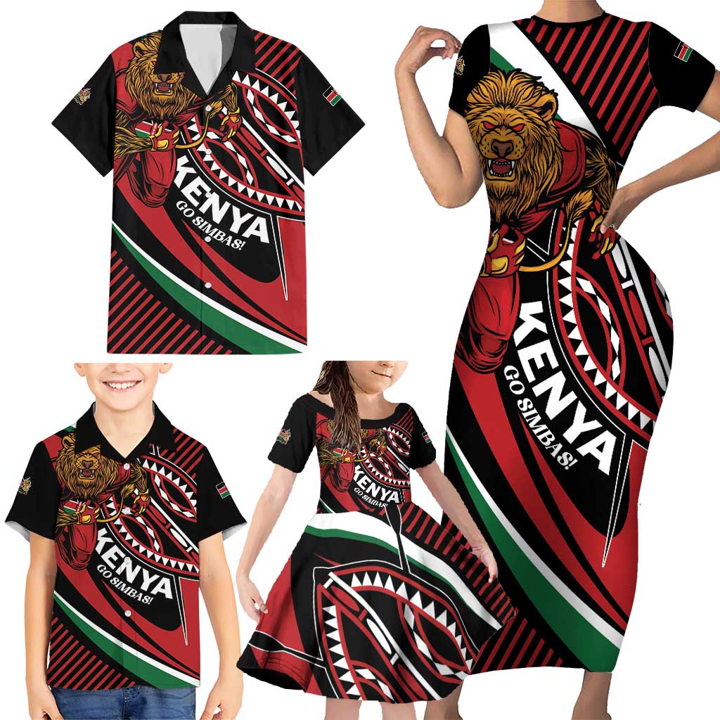Custom Kenya Rugby Simbas Family Matching Short Sleeve Bodycon Dress and Hawaiian Shirt Elevate Your Game