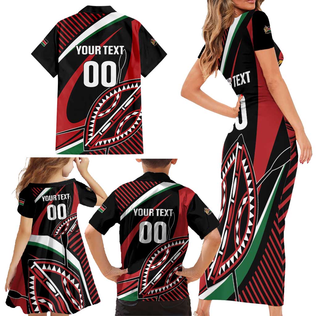 Custom Kenya Rugby Simbas Family Matching Short Sleeve Bodycon Dress and Hawaiian Shirt Elevate Your Game