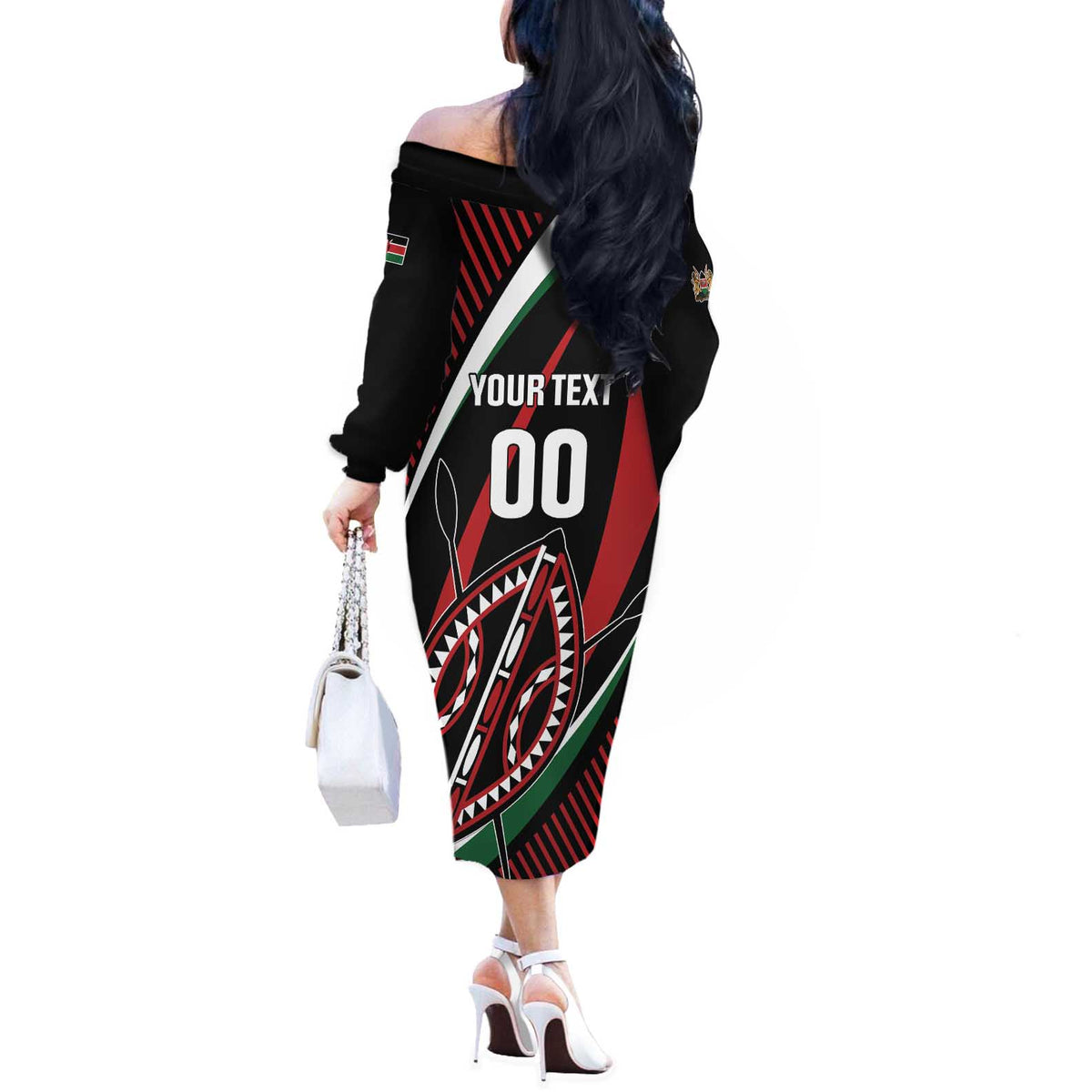 Custom Kenya Rugby Simbas Off The Shoulder Long Sleeve Dress Elevate Your Game