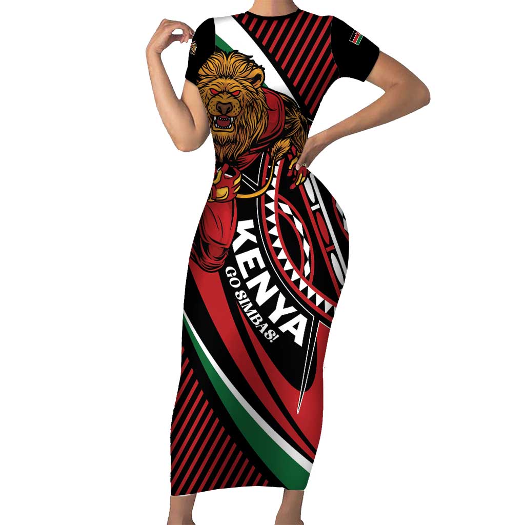 Custom Kenya Rugby Simbas Short Sleeve Bodycon Dress Elevate Your Game