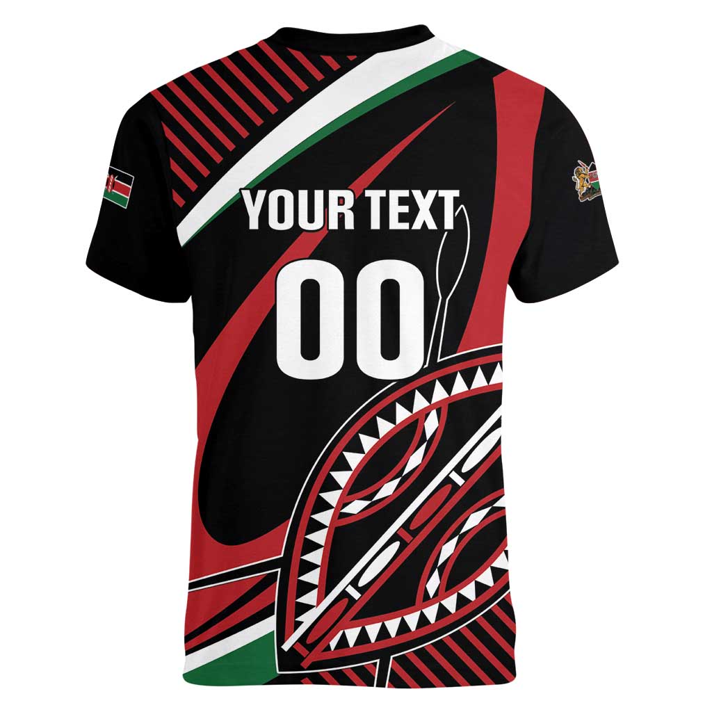Custom Kenya Rugby Simbas Women V-Neck T-Shirt Elevate Your Game