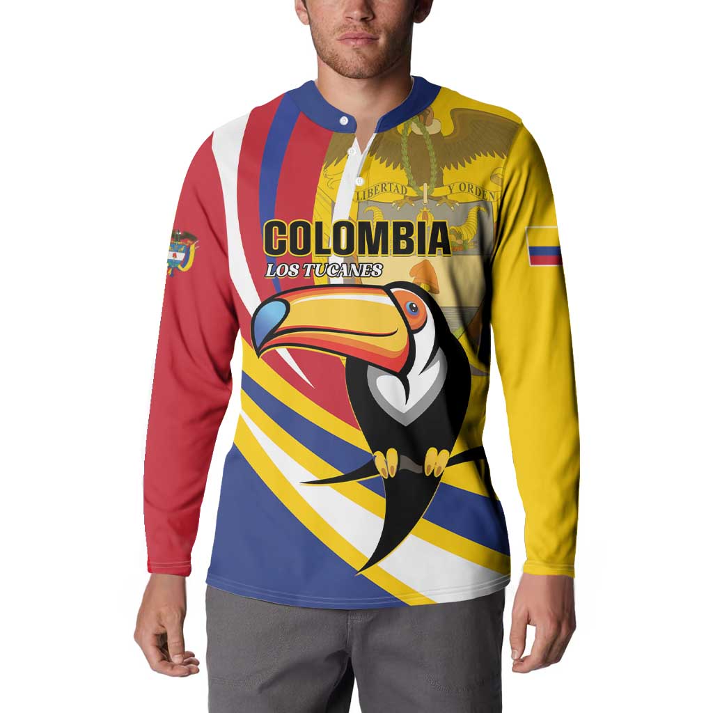 Custom Colombia Rugby Button Sweatshirt Los Tucanes Go Champions