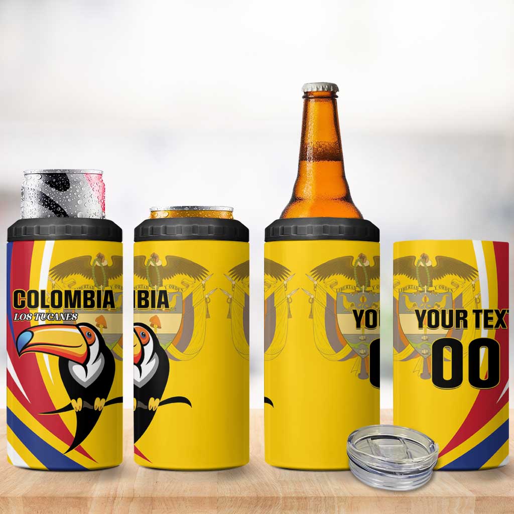 Custom Colombia Rugby 4 in 1 Can Cooler Tumbler Los Tucanes Go Champions