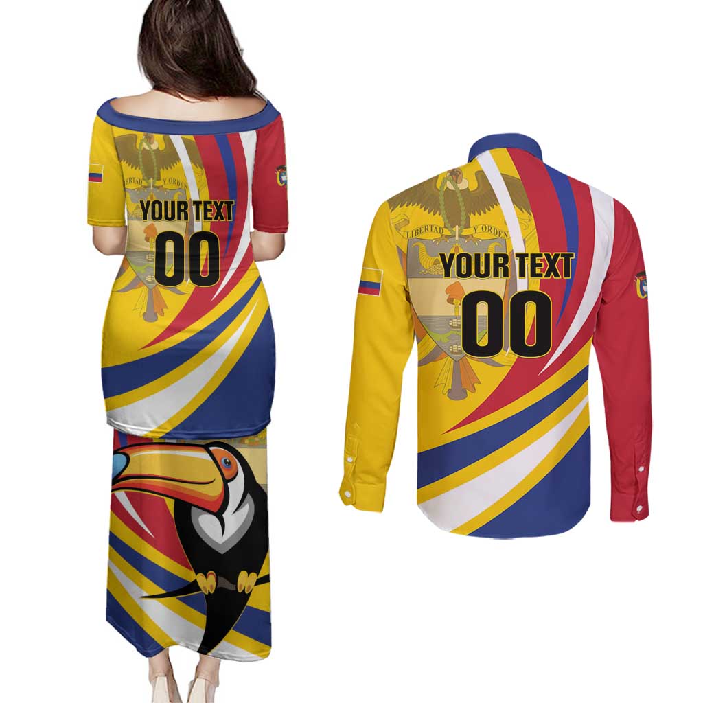 Custom Colombia Rugby Couples Matching Puletasi and Long Sleeve Button Shirt Los Tucanes Go Champions