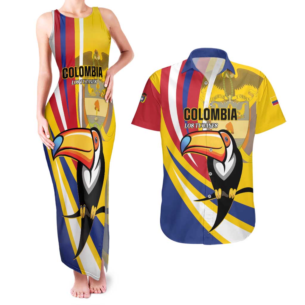 Custom Colombia Rugby Couples Matching Tank Maxi Dress and Hawaiian Shirt Los Tucanes Go Champions