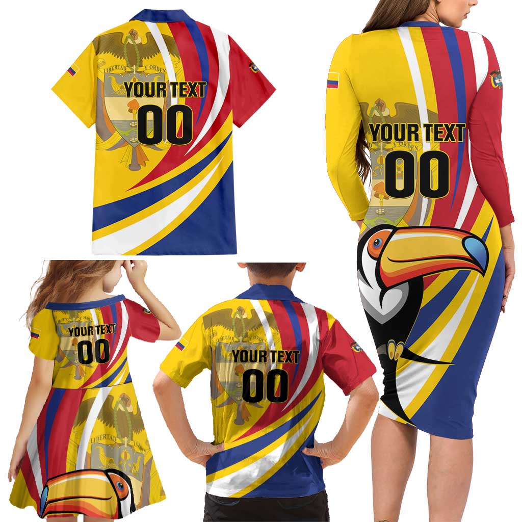 Custom Colombia Rugby Family Matching Long Sleeve Bodycon Dress and Hawaiian Shirt Los Tucanes Go Champions