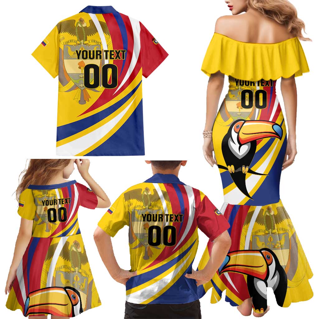 Custom Colombia Rugby Family Matching Mermaid Dress and Hawaiian Shirt Los Tucanes Go Champions