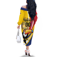 Custom Colombia Rugby Family Matching Off The Shoulder Long Sleeve Dress and Hawaiian Shirt Los Tucanes Go Champions