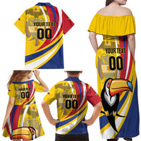 Custom Colombia Rugby Family Matching Off Shoulder Maxi Dress and Hawaiian Shirt Los Tucanes Go Champions