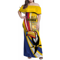 Custom Colombia Rugby Family Matching Off Shoulder Maxi Dress and Hawaiian Shirt Los Tucanes Go Champions