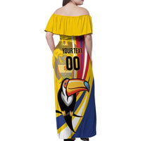 Custom Colombia Rugby Family Matching Off Shoulder Maxi Dress and Hawaiian Shirt Los Tucanes Go Champions
