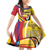 Custom Colombia Rugby Family Matching Off Shoulder Short Dress and Hawaiian Shirt Los Tucanes Go Champions