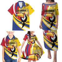 Custom Colombia Rugby Family Matching Puletasi and Hawaiian Shirt Los Tucanes Go Champions