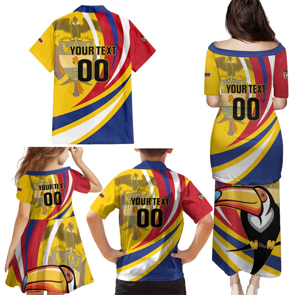 Custom Colombia Rugby Family Matching Puletasi and Hawaiian Shirt Los Tucanes Go Champions