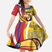 Custom Colombia Rugby Family Matching Short Sleeve Bodycon Dress and Hawaiian Shirt Los Tucanes Go Champions