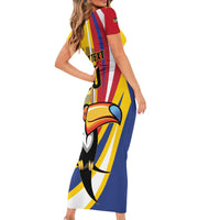 Custom Colombia Rugby Family Matching Short Sleeve Bodycon Dress and Hawaiian Shirt Los Tucanes Go Champions