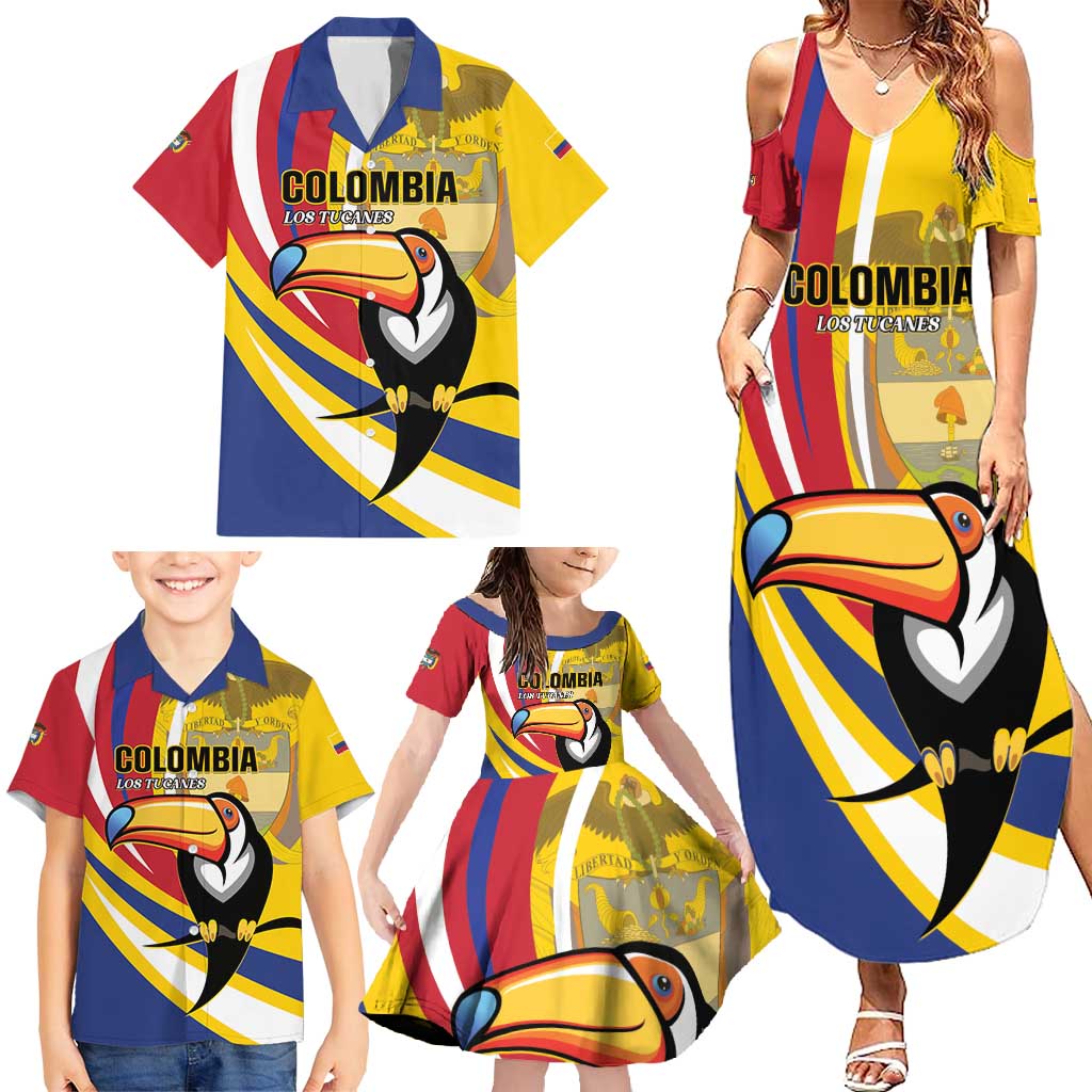 Custom Colombia Rugby Family Matching Summer Maxi Dress and Hawaiian Shirt Los Tucanes Go Champions