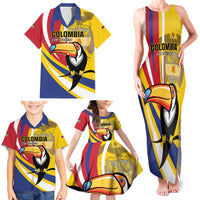 Custom Colombia Rugby Family Matching Tank Maxi Dress and Hawaiian Shirt Los Tucanes Go Champions