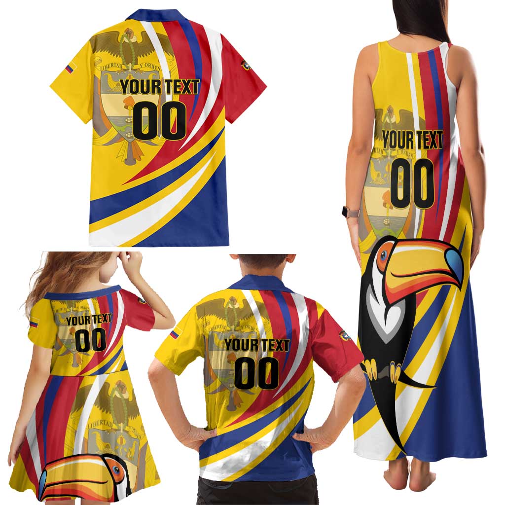 Custom Colombia Rugby Family Matching Tank Maxi Dress and Hawaiian Shirt Los Tucanes Go Champions