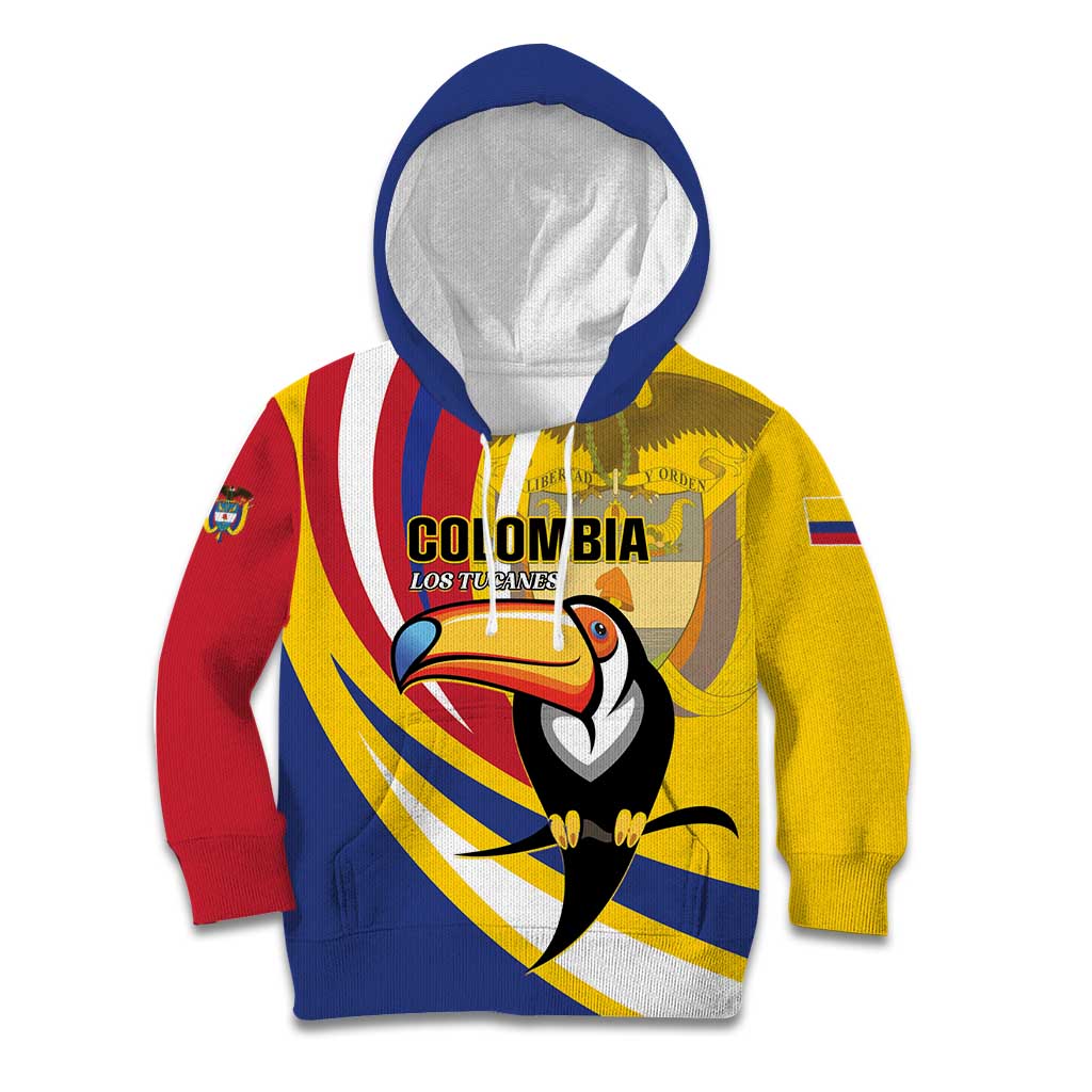 Custom Colombia Rugby Kid Hoodie Los Tucanes Go Champions