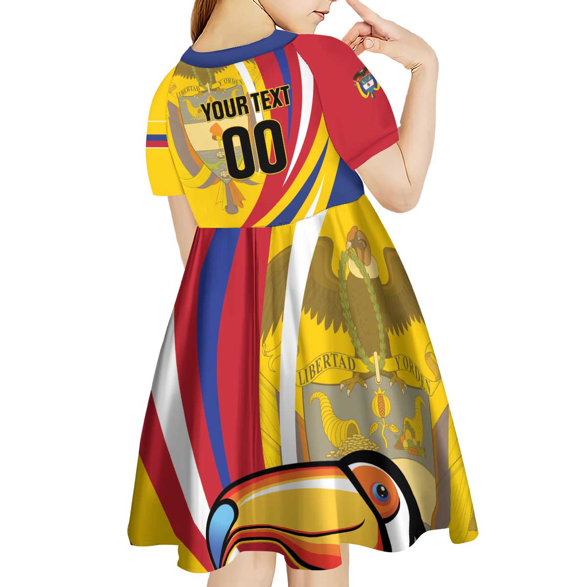 Custom Colombia Rugby Kid Short Sleeve Dress Los Tucanes Go Champions