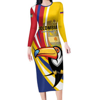 Custom Colombia Rugby Long Sleeve Bodycon Dress Los Tucanes Go Champions