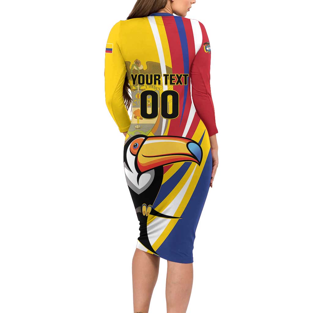 Custom Colombia Rugby Long Sleeve Bodycon Dress Los Tucanes Go Champions