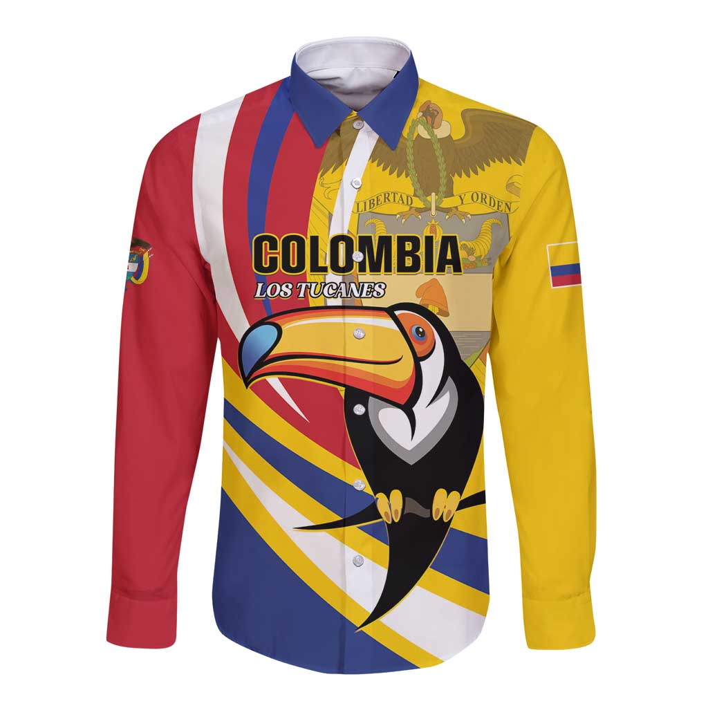 Custom Colombia Rugby Long Sleeve Button Shirt Los Tucanes Go Champions