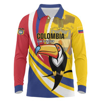 Custom Colombia Rugby Long Sleeve Polo Shirt Los Tucanes Go Champions