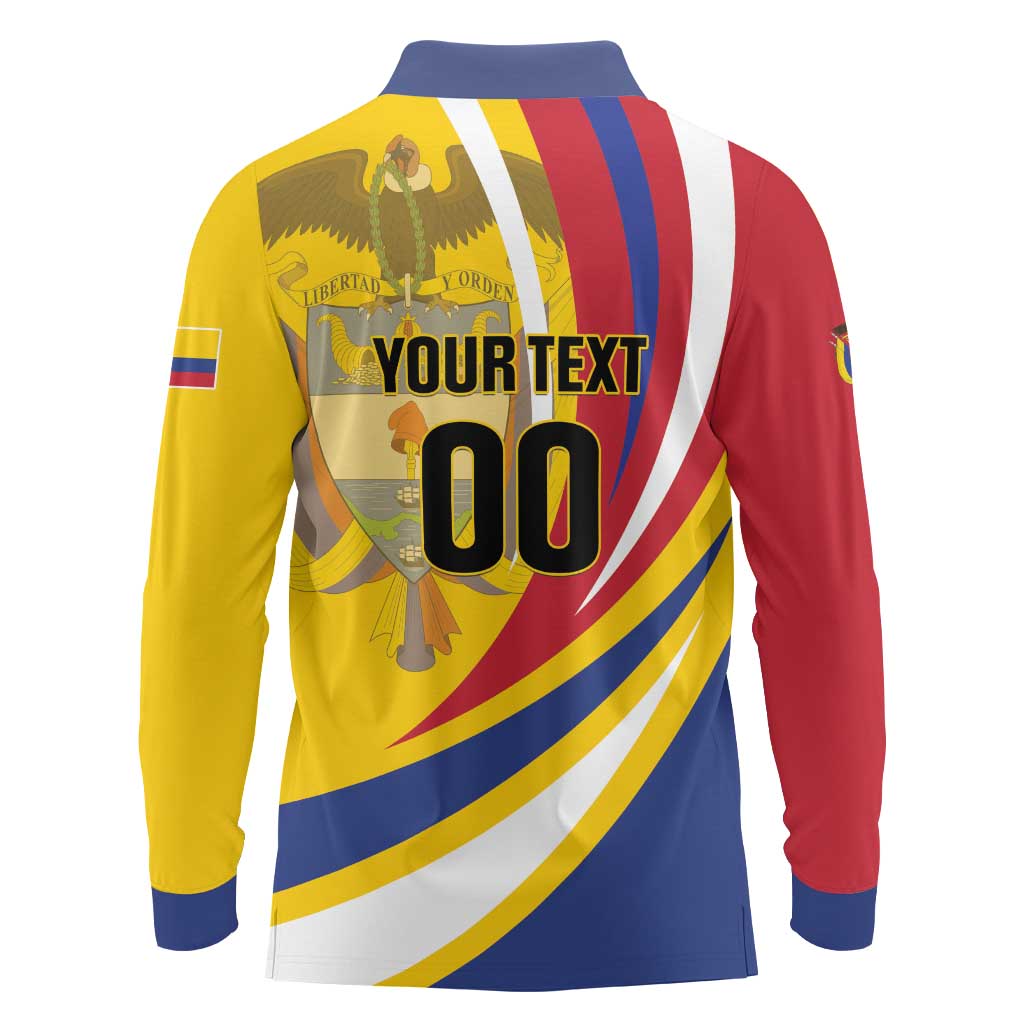 Custom Colombia Rugby Long Sleeve Polo Shirt Los Tucanes Go Champions