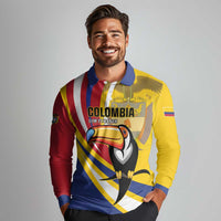Custom Colombia Rugby Long Sleeve Polo Shirt Los Tucanes Go Champions